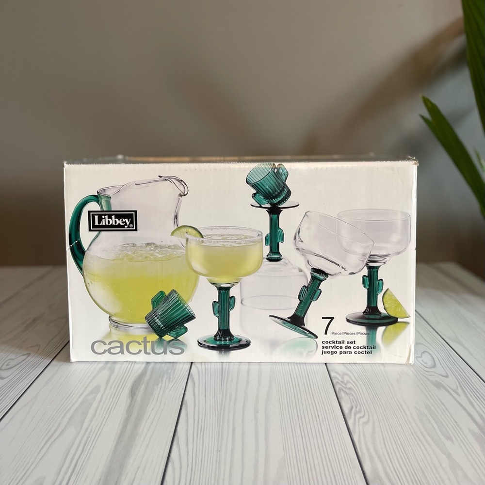 Libbey Green Cactus Margarita/Cocktail Glass Set